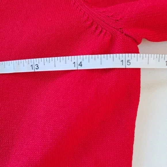 Ann Taylor Red 3/4 Sleeve Scoop Neck Skater Dress Size Medium Petite EUC - Picture 7 of 12